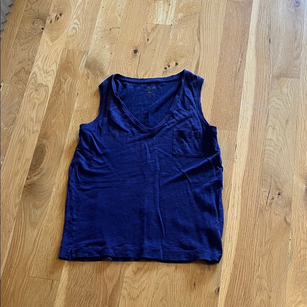 J. Crew Deep Blue V-Neck Tank Top